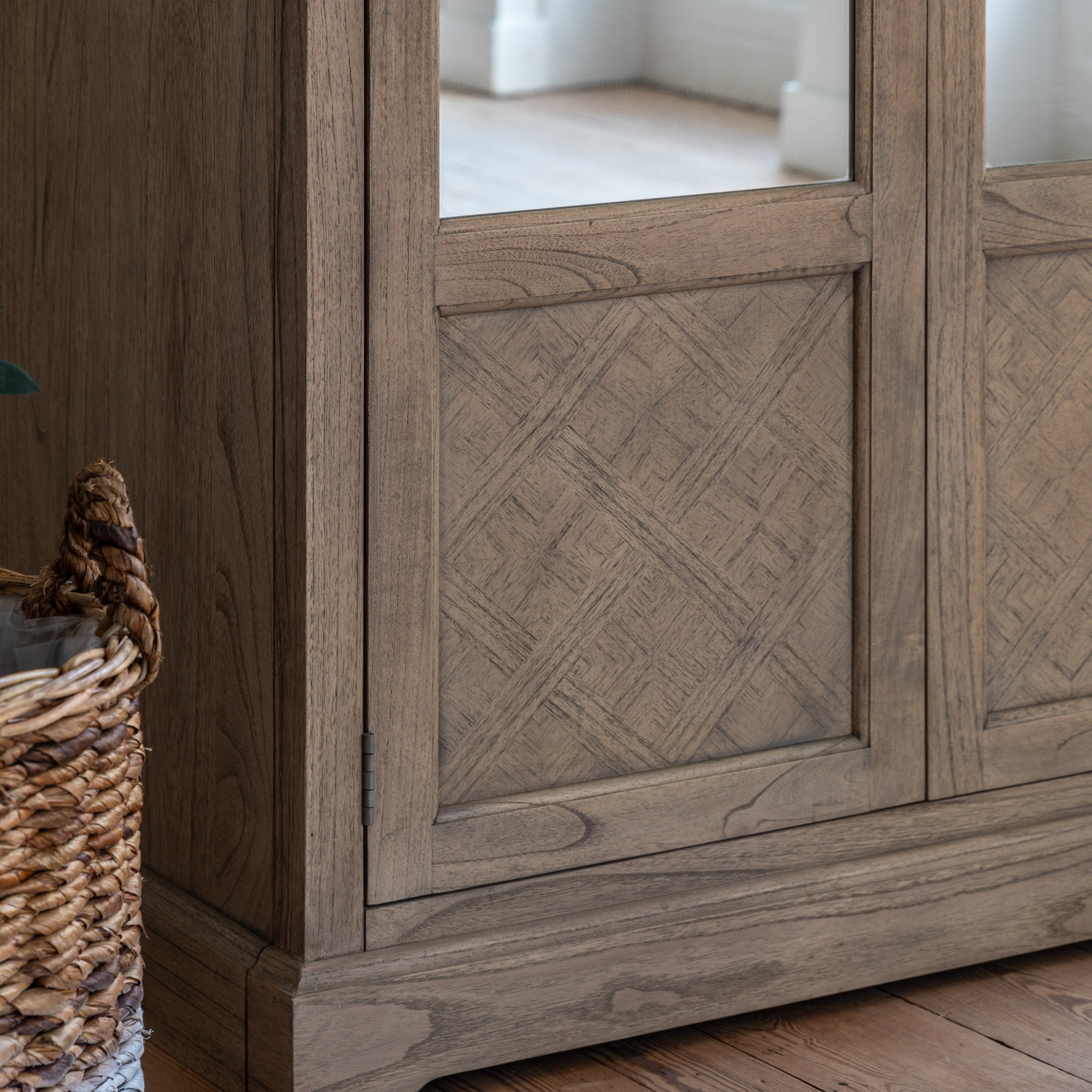 Tobago Aged Mindy Wood Mirrored Double Wardrobe